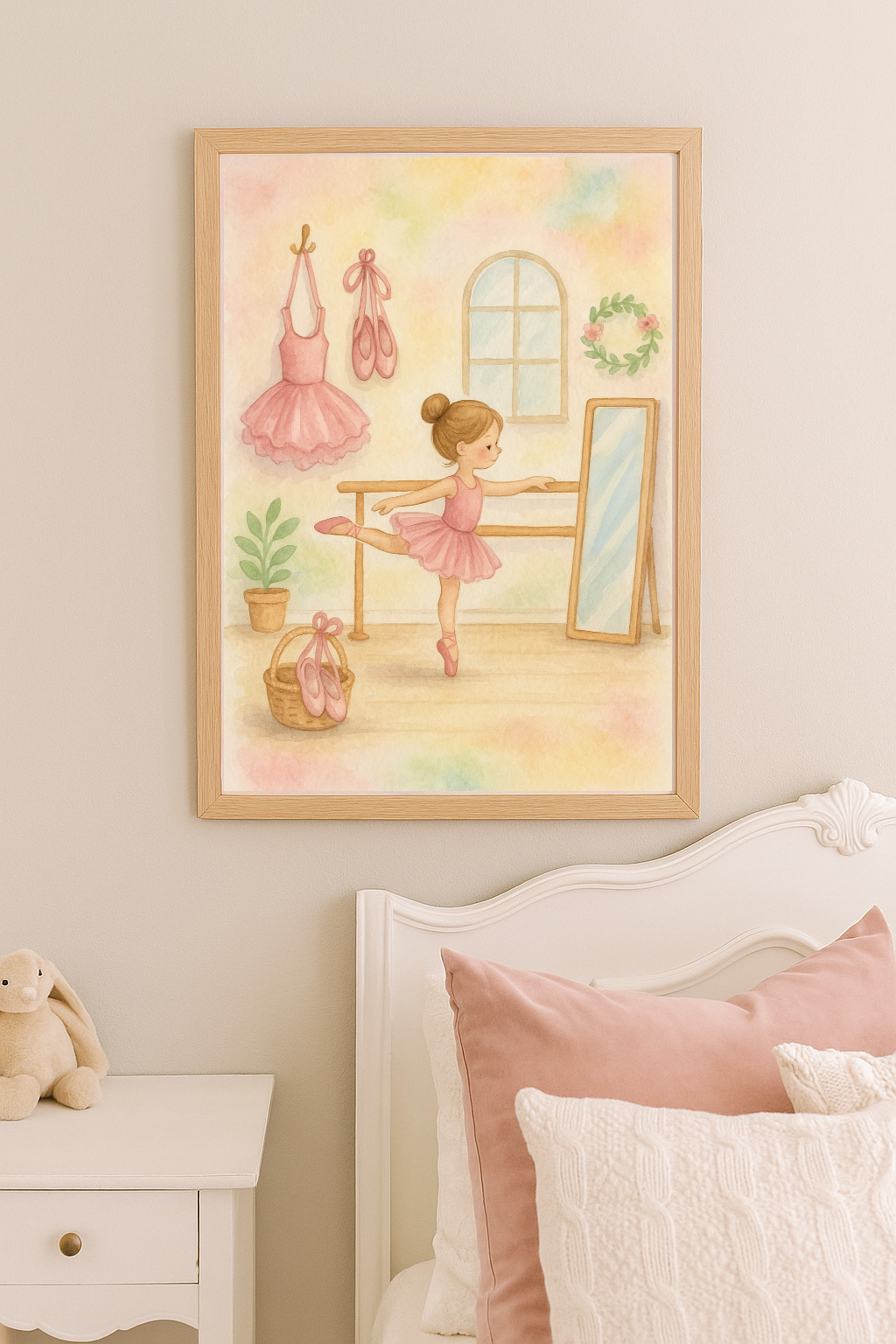 Ballet Studio Dreams – Pink Ballerina Wall Art for Girls' Room or Nursery-0