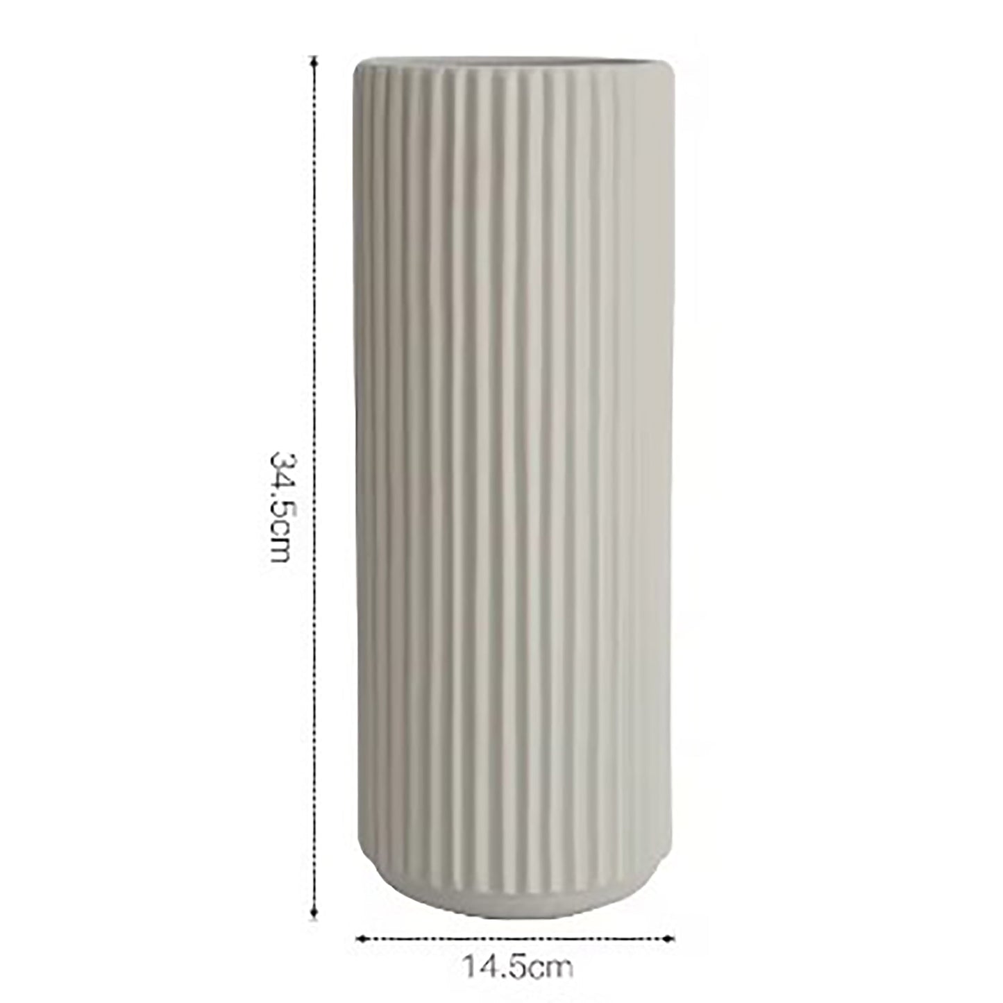 Ribbed Ceramic Vase-Beige-XXXL-1