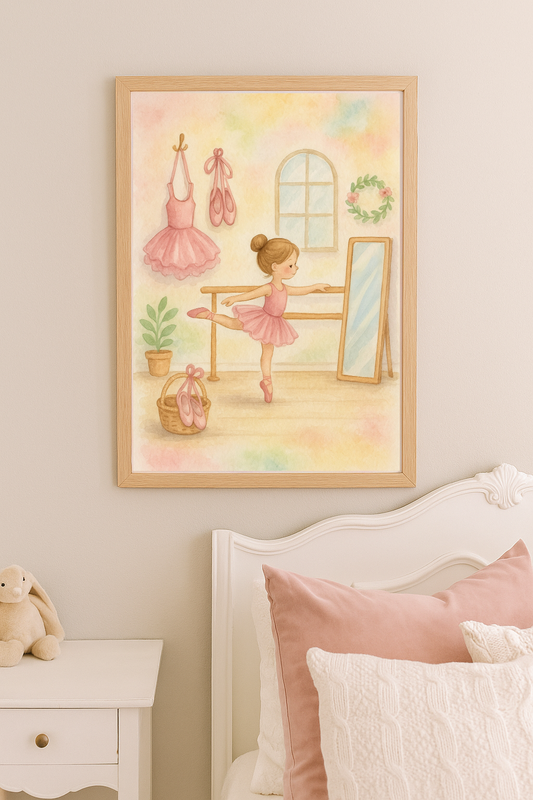 Ballet Studio Dreams – Pink Ballerina Wall Art for Girls' Room or Nursery-0