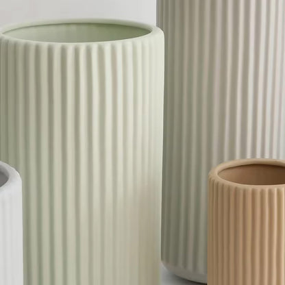 Ribbed Ceramic Vase-Beige-XXXL-3