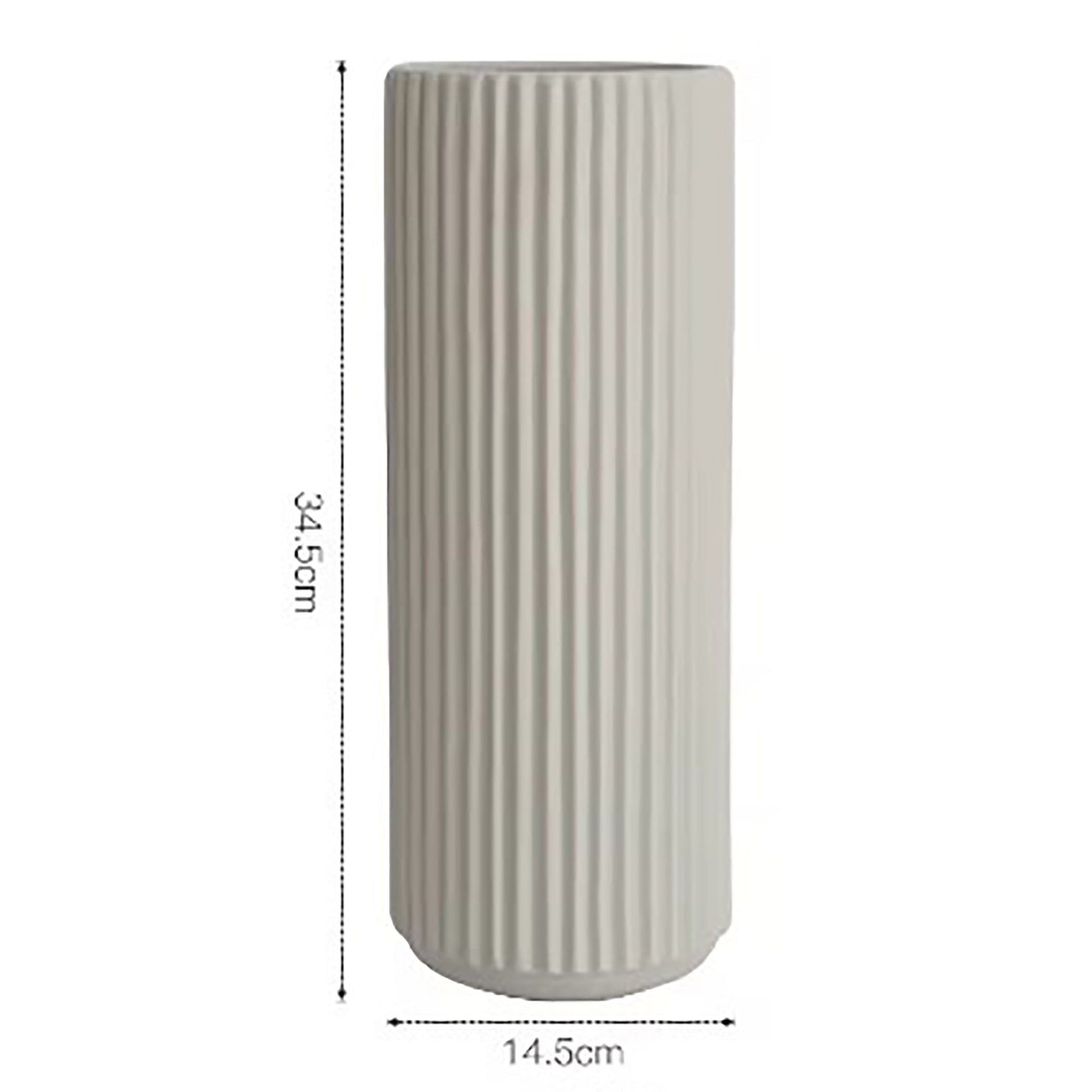 Ribbed Ceramic Vase-Beige-XXXL-1